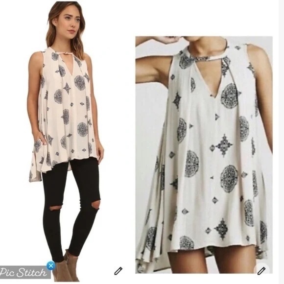 Free People Tree Swing Medallion Print Tunic Top Dress - Picture 4 of 11